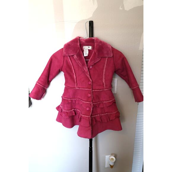 Widgeon Faux Fur Shearling Ruffle Coat - Size 2T - Pink - EUC